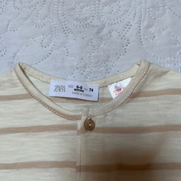 Zara Striped Henley Shirt Size 6-9m - Picture 5 of 5